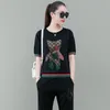 Sets Mom Summer Clothing Ice Seide Kurzarm 40-jähriger 50 50 Jahre alt und ältere Sportswear Anzug Womens Casual zweiteilige Haremhose