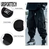 URSPORTTECH noir Cargo pantalon hommes Hip Hop automne sarouel Streetwear Harajuku survêtement pantalon de survêtement coton pantalon homme pantalon 220311