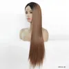 Silky Straight Ombre Brown Color Synthetic Lace Front Wig 12~26 inches Simulation Human Hair Wigs 19514-30