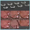 J￳ias corporais de dedo do p￩ 8pcs Mulheres elegantes 925 Sterling Sier Ring Foot Anel Fashion Ajuste Fashion Show Retro Jewellry Drop Deliver