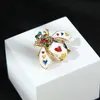 Pins, broscher Färgrik Crystal Bee Brosch för kvinnor Emalj Insekt Smycken Lyx Pin Honeybee Handväska Hängande present