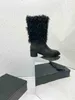 2022 hochwertige Markenstiefel Winter Damen Luxus Designer Leder / elastischer Samt Ankle Boot Herbstmode Größe 35 bis 40