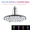Inch LED Rainfall Shower Head Round automatiskt RGB ColorChanging Temperatursensor duschhuvud för badrumsuppsättningar8345312