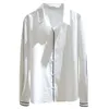春の長袖シャツの固体プラスサイズのオフィスの女性の白い綿の服韓国の女性のトップスとブラウスBlusas 8930 50 210506