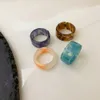 Korea Simple Resin Transparent Colorful Acrylic Ring Thick Open Circle Round Adjustable Rings For Women Jewelry