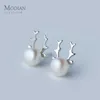 Véritable 925 Sterling Silver Mignon Elk Perle Modèle Boucles d'oreilles pour femmes Mode Antler Ear Pin Bijoux Cadeau de Noël 210707