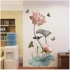 Wall Stickers Lotus For Living Room Bedroom Wallpaper Decorations Self Adhesive Waterproof Flower Kitchen DIY PVC Decals