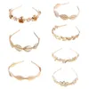 Retro Metal Headbands For Women Wedding Hairbands Gold Leaf Bride Pearl Butterfly Hair Accessories