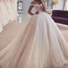 Suknie ślubne linii 2021 Modest Plus Size Off Suknie ślubne Sweep Sweep Tule Zroszony Plees African Custom Made