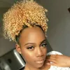 AFRO Puffstring Drawstring Ponytail Бразильская девственница Человеческие волосы Короткие Kinkys Кудрявые Оммре Блондинка Удлинительные шунки (4/27)