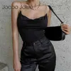Dames Metalen Ketting Riem Backless Solid Collor Bodysuits Casual Mouwloze Black Tops Elegante Sexy Club Body Suits 210428