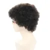 Kort Afro Curly Human Hair Wigs för svarta kvinnor Klipp kinky 150% densitet peruk African American Natural Color