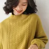 Johnature Women Vintage Pullover Sweaters Turtleneck Patchwork Loose Autumn Solid Color Female Knitted Blend Sweaters 210521