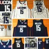 Uconn Huskies 15 Kemba Walker College Jersey University porte NAVY blanc Hommes NCAA Basketball maillots cousus S-2XL Top Qualité