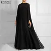 2pc klänning zanzea eleganta kvinnor höst långärmad parti maxi lång sundress casual o neck solid lös vestidos robe femme kaftan y220214