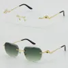 2021 Rimless Fashion Leopard Series Gold 18K Lunettes de soleil Métallles de conduite en métal Designer de haute qualité UV400 3 0 Épaisseur sans cadre 250W