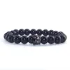 Charmarmband Enkla retro Bright Stone Wood Black Crown Diamonds blandade med mikroinmatad elastisk strech-armband Set Raym22