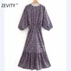 Kadınlar Vintage Çapraz V Boyun Çiçek Baskı Plise Ruffles Midi Elbise Kadın Batwing Kol Kimono Vestido Chic Günlük Elbiseler DS4449 210603