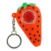 Smoking Pieps 2.9'' Strawberry Hand Pipe with Keychain Bubbler Silicone Glass Bowl Tobacco wax Oil Rigs