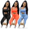 Deisgner Women Tracksuits Two Pieces Set Outfits Slim Sexy Solid Colour Autumn Hollowed Out Long Sleeve Leggings Sports Suits Blue