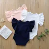 Jongens Kids Kleding Girls Solid romper Pasgeboren baby RUFFEN VLACHT Mouw Jumpsuits 2020 Zomer Baby klimkleren