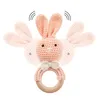 1PC Baby small Rabbit Wooden Teether Mobile Pram Crib Ring DIY Crochet Rattle Soother Bracelet BPA Free