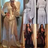 Kvinnors Sleepwear Women Sexy Underkläder Lace Floral Sheer Long Robe Satin Belt Sleeve Nightwear Gown