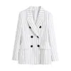 BBWM Vintage Elegant Women Jacket Fashion Stripe Female Work Suit Turn-Down Collar Double Breasted Coat Chic Top Casual Oversize 210520