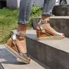 Luksusowe buty Damskie Projektanci Wedge Liny High Heel Sandals Panie Plus Rozmiar Wodoodporna platforma Klamra Usta ryb