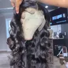 Brazilian Body Wave Babyhår Förplockade spetsfrontperuker för svarta kvinnor Människohår 13X4 Transparent Full HD spets frontalperuk Lös djupvågig peruk