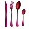 4PCS/SET Stainless Steel Cutlery Gold black Rainbow Plated Restaurant Dinnerware Knife Fork Spoon Kit Flatware Set