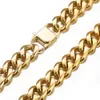 13/15/17/19MM Men's Necklace Or Bracelet xtentacion Adjustable Choker Tail StainlSteel Gold Cuban Curb Chain Biker Jewelry X0509