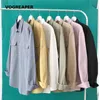 White Shirts Men Autumn Korean Fashion 100% Cotton Long Sleeved Casual Black Shirt Chest Pockets s Dress 210721