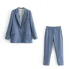 Casual Kadınlar Pembe Blazer Sonbahar Tek Düğme Uzun Kollu Kadın Ofis Pantolon Suits Kış Bayanlar Dış Giyim 210430