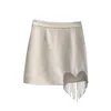 Nomikuma Summer New Woman Skirts Korean Love Heart Tassel Irregular Skirt Casual A-line Mini Elegant Faldas De Mujer 6H336 210427