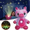 Fyllt djur med lätt projektor i magen tröstande leksaker Plush Toy Night Lights Cuddly Puppy Christmas Presents For Children Children8191926