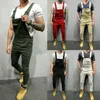 الرجال السراويل أزياء الرجال الدنيم dungarees بذلة ممزق الجينز وزرة البضائع سراويل طويلة