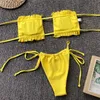 Women's Swimwear Tube Pleated Hollow Out Multi Color Solid Print Sexy Bikini Swim Suit in stock ottie
