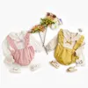 Beer leider meisjes patchwork rompertjes mode peuter baby ruches jumpsuits geboren bloemen outfits lente herfst kleding 210708