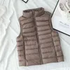 Autumn Winter Women Double Coat Sleeveless Waistcoat Ultra Light Down Vest Parka Female Short Duck Down Coat Tops 211108