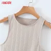 Tangada Mulheres Malha Sólida Playsuits Big Strethy Mangas Macacões Senhoras Chic Jumpsuits 8H101 210609