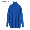 KPytomoa Mulheres Moda Espessura Quente Sweater Sweater Vintage Decote Longo Manga Longa Fêmea Tops Chique 211011