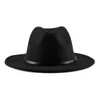 Jovivi Fashion Two Tone Wide Wide Brim Trilby Cap Wool Fed Fedora Hat Panama Castary Jazz for Men2128901