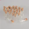 11 * 22 * 7mm 1ml Mini Bottiglie di vetro trasparente trasparente con sughero Fiale vuote Vasi Desideri 100 pz / lotjars