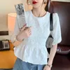 Comelsexy O-Neck Short Sleeve Blouse Women Work Style OL Slim Solid Blusas Summer All Match Ladies Tops 210515