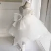 Summer Teenagers Girl Party Dress White Back Bow Ball Gown Princess Wedding Piano Perform Children's Day E588 210610