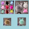 Porte-clés Accessoires de mode Mignon Fluffy Boule de fourrure Lapin Oreille Pendentif pour sac à main Téléphone Lapin En Peluche Porte-clés Porte-clés Ornements Cheveux Porte-clés Dr