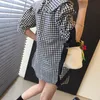 Nomikuma Korean Chic Plaid Women Dress Causal Sweet Peter Pan Collar Puff Sleeve Dresses New Causal A-line Vestidos 6G227 210427