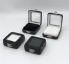 Black PU Leather Diamond Box Gem Jewelry Empty Display Boxes Gem Stone Organizer Holder Gift 5.6*5.6*2.3mm