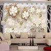 Carta da parati personalizzata grande murale 3d luxury white flowers borse morbido monili palla gioielli tv papel de parede carta da parati